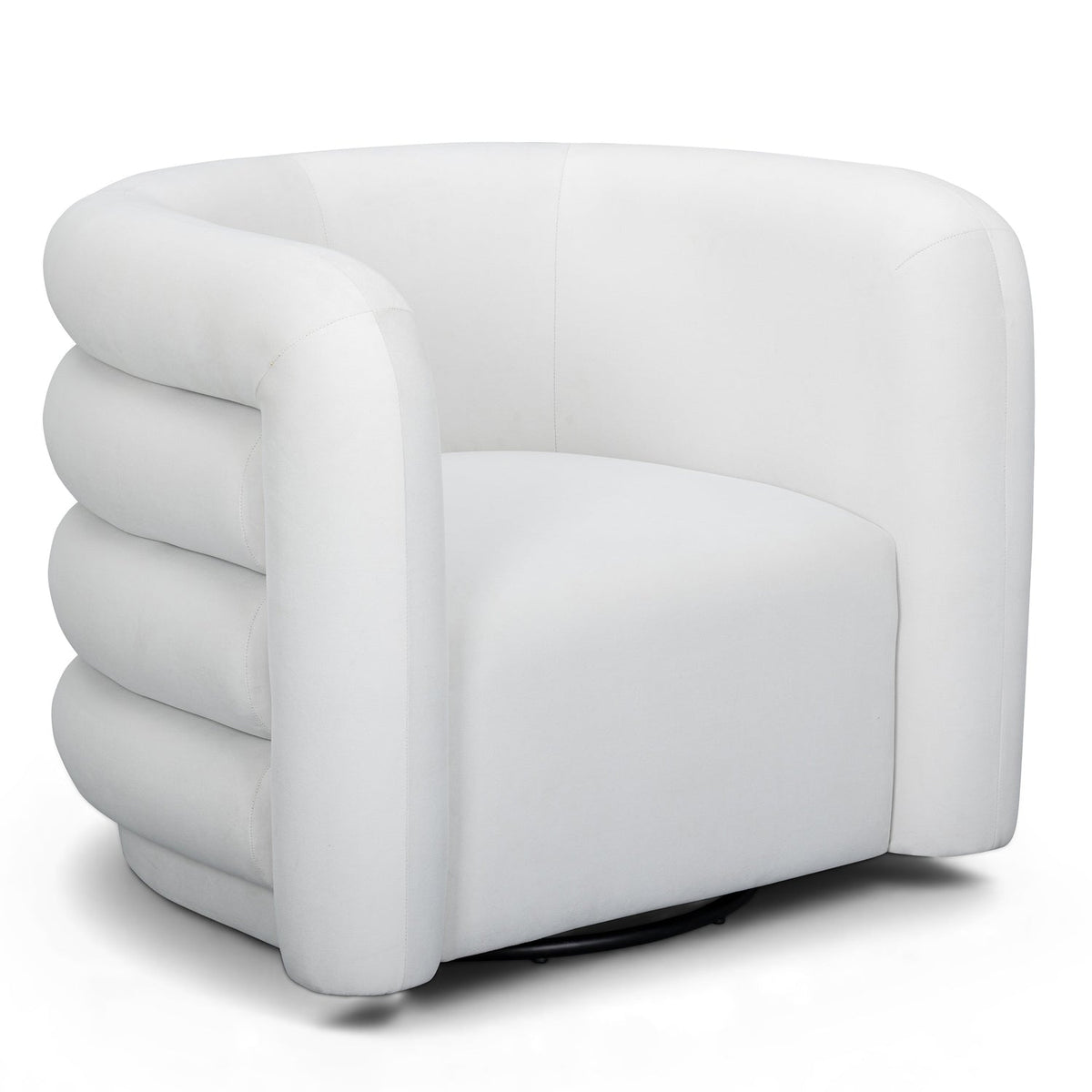 TOV Furniture Curves White Performance Velvet Swivel Chair in cream velvet, primary product view