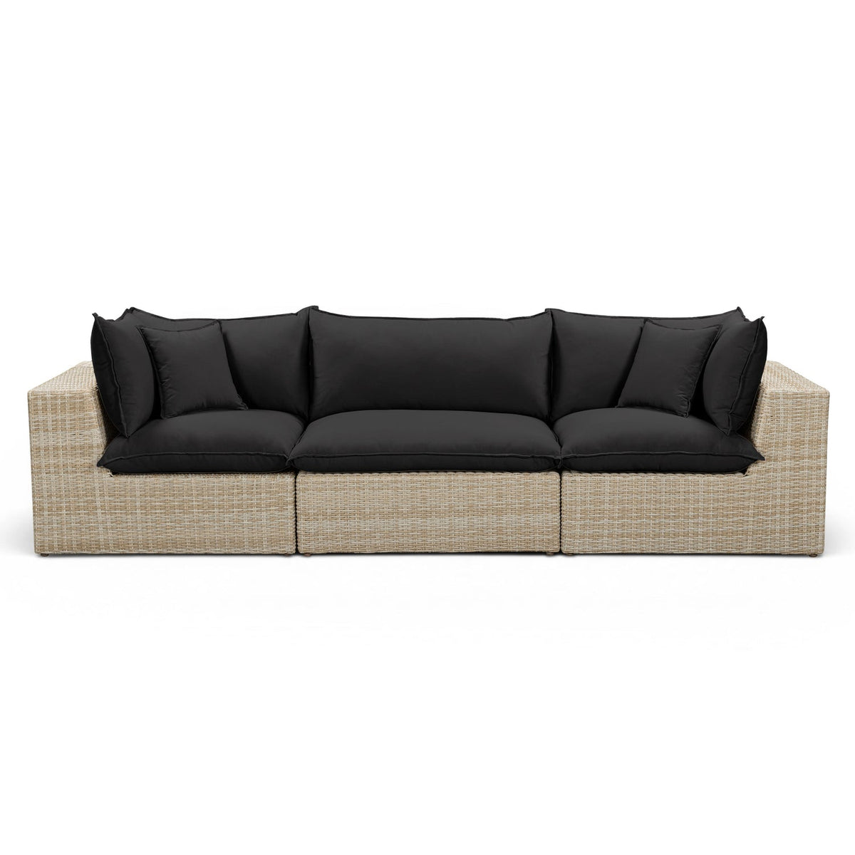TOV Furniture Cali Black Performance Wicker 120in Outdoor Sofa