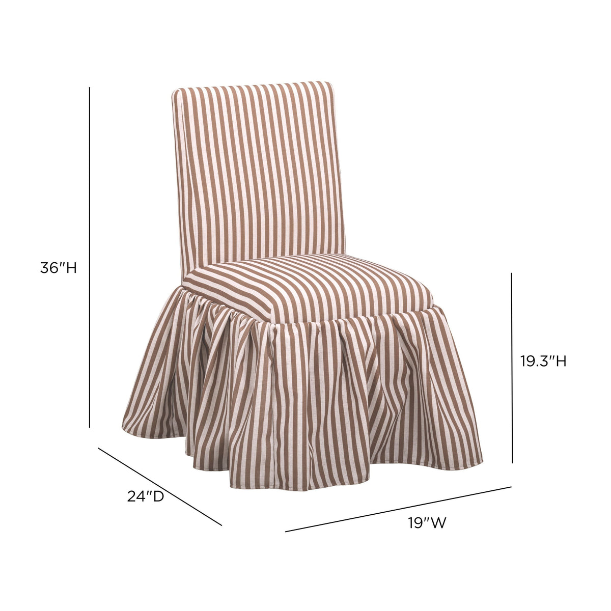 TOV Furniture Gertrude Brown Striped Performance Linen Skirted Dining Chair