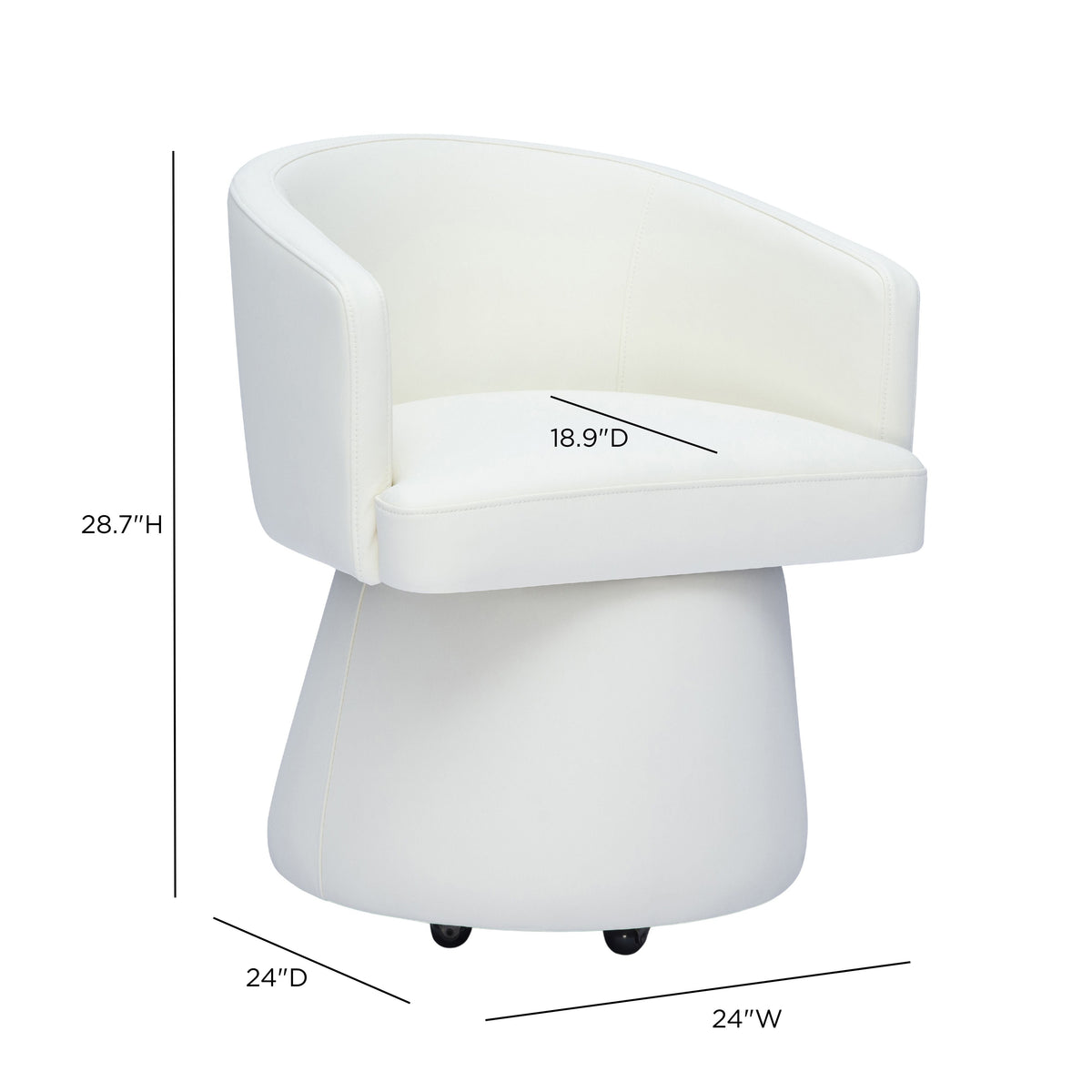 TOV Furniture Kristen Off White Rolling Desk Chair