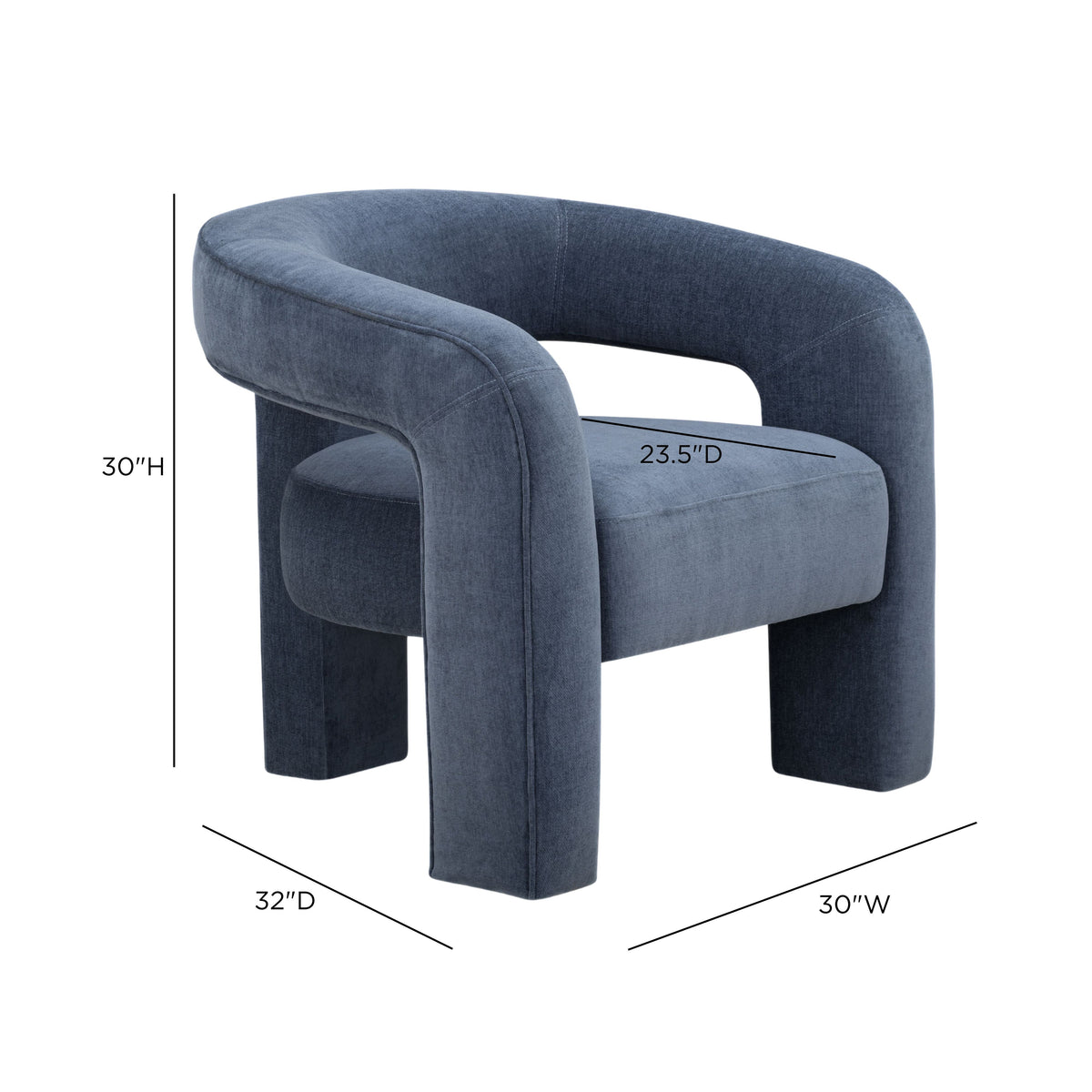 TOV Furniture Malone Blue Denim Accent Chair