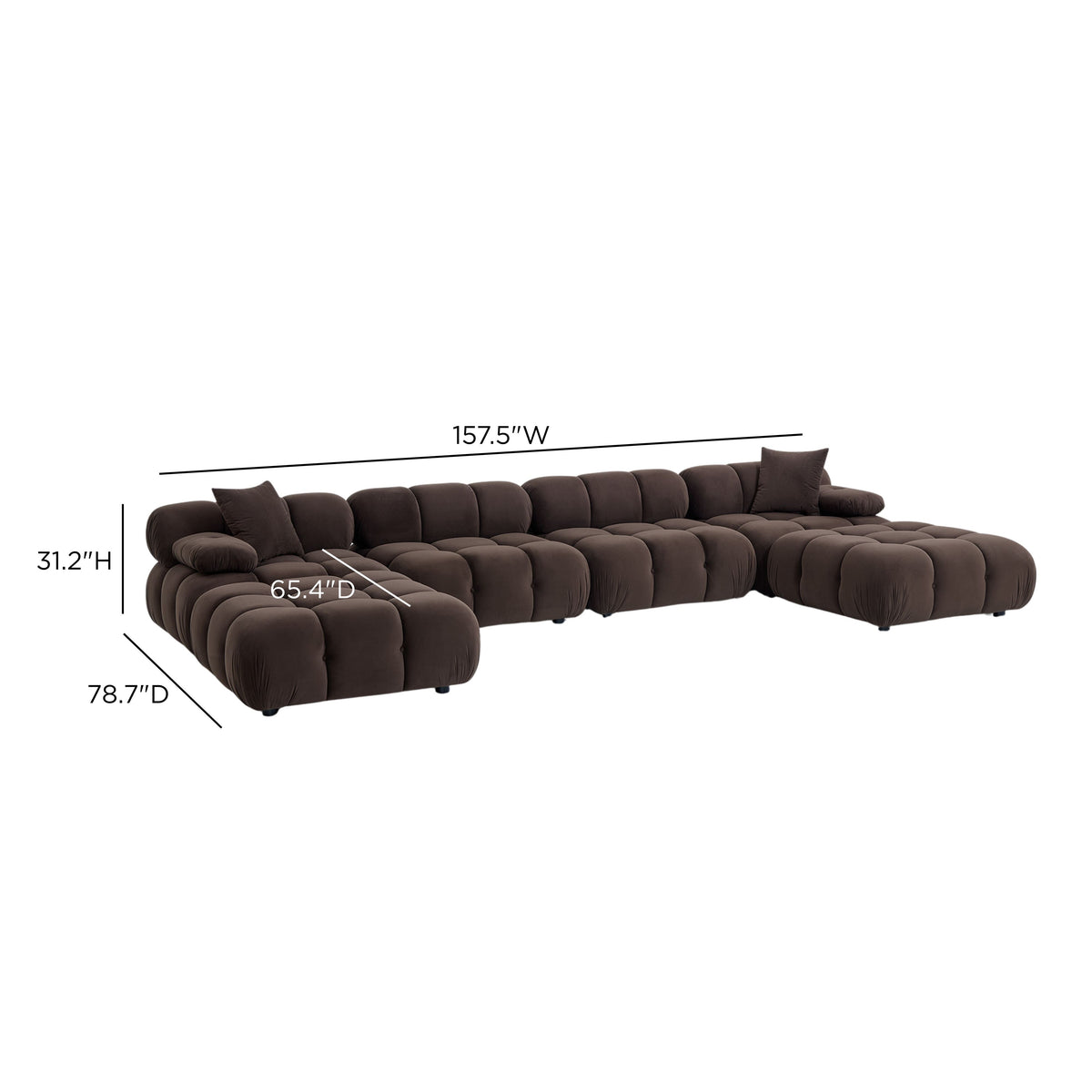 TOV Furniture Calliope Dark Brown Performance 6-piece Modular U-Sectional Sofa