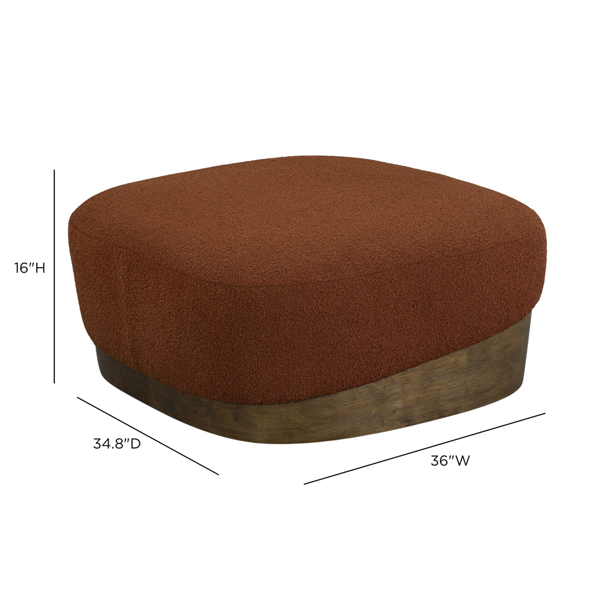 TOV Furniture Domina Autumn Red Boucle Ottoman