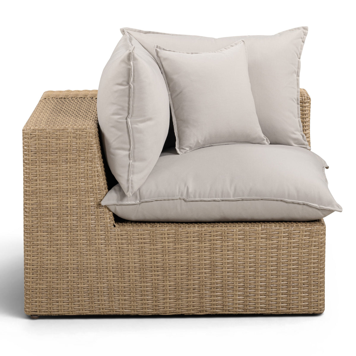 TOV Furniture Cali Gray Performance &amp; Wicker Outdoor Corner Chair