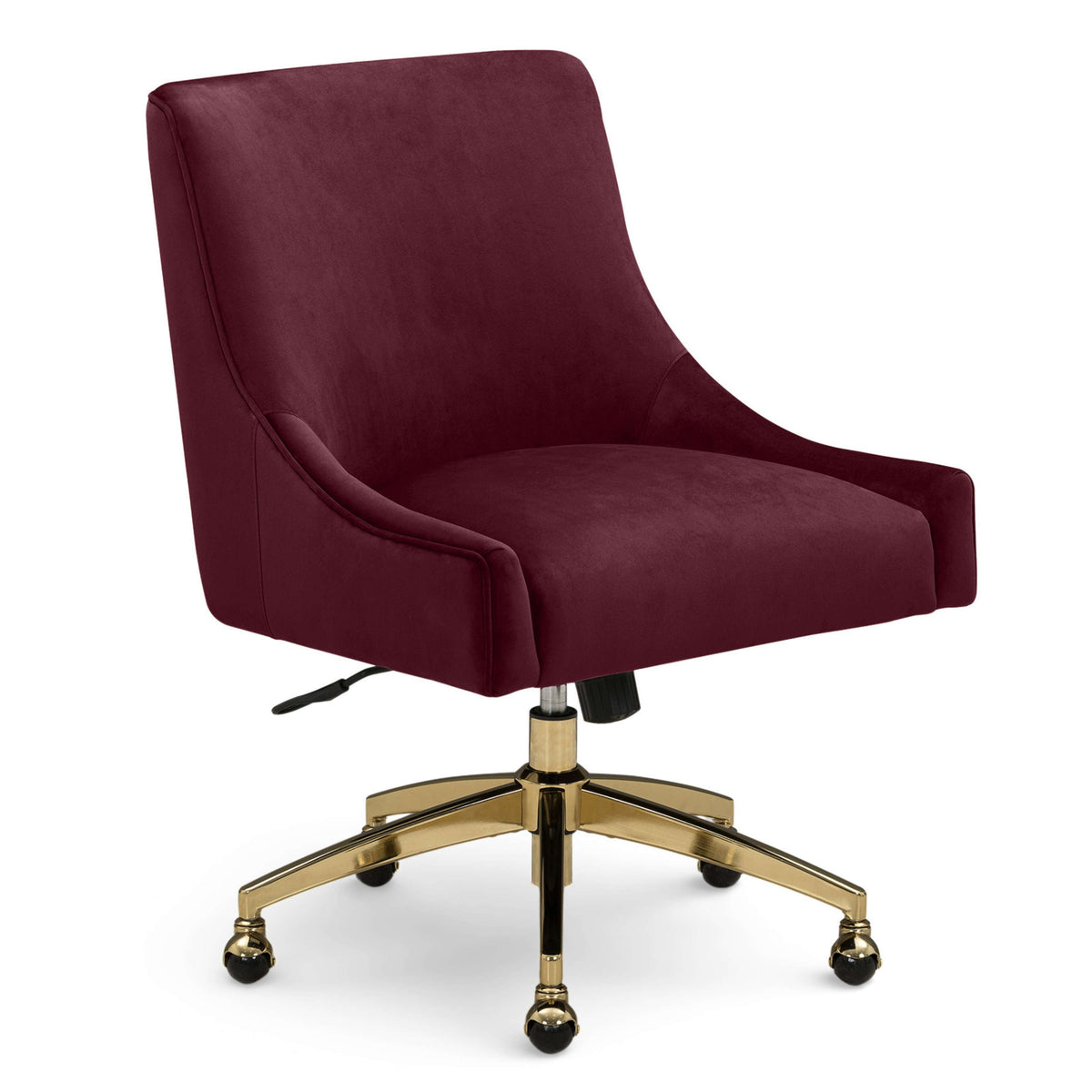 TOV Furniture Beatrix Red Performance Velvet Office Swivel Chair in burgundy velvet, primary product view