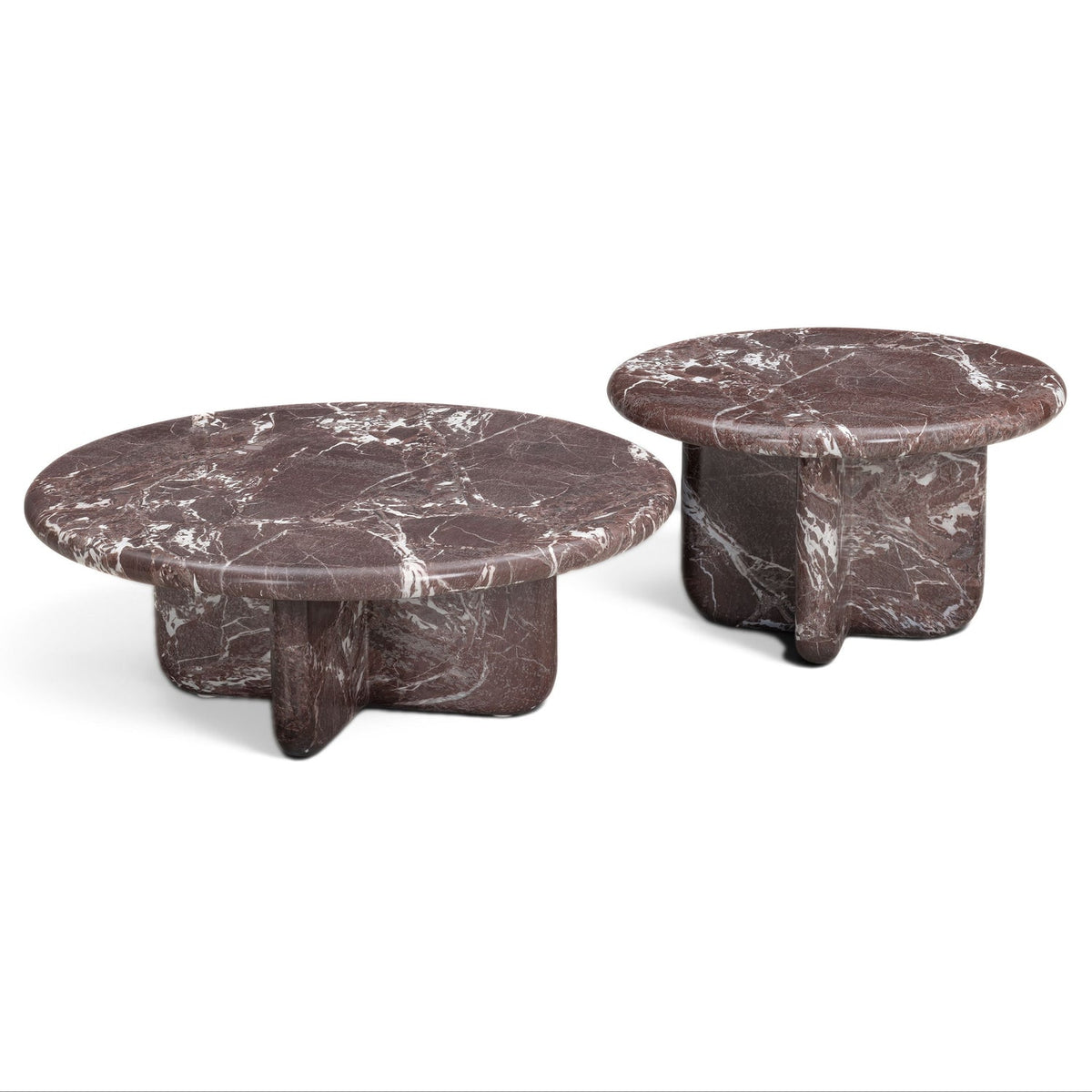 TOV Furniture Juju 2-Piece Faux Marble Indoor/Outdoor Nesting Coffee Table Set in red Levanto marble, primary product view