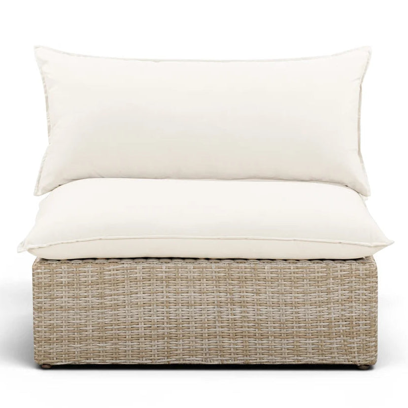 TOV Furniture Cali Cream Performance Wicker Outdoor Armless Chair in cream wicker, primary product view