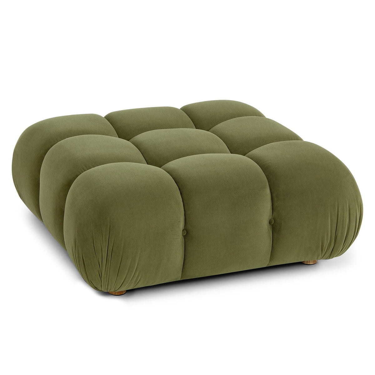 TOV Furniture Calliope Olive Green Performance Modular Ottoman in olive green performance velvet, primary product view