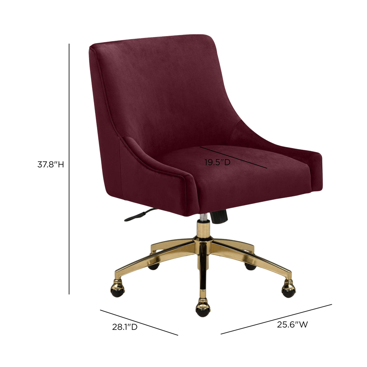 TOV Furniture Beatrix Red Performance Velvet Office Swivel Chair