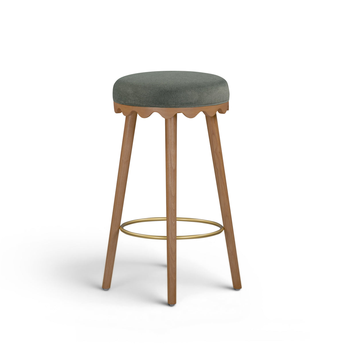 TOV Furniture Oodle Green Performance Vegan Mohair Bar Stool