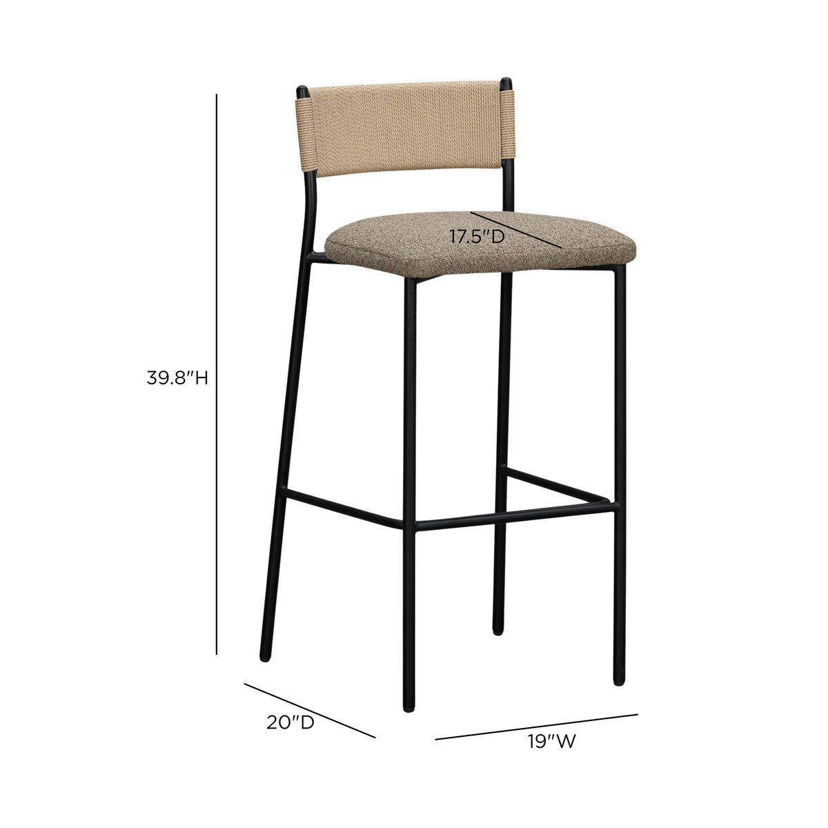 TOV Furniture Celine Brown Boucle Bar Stool