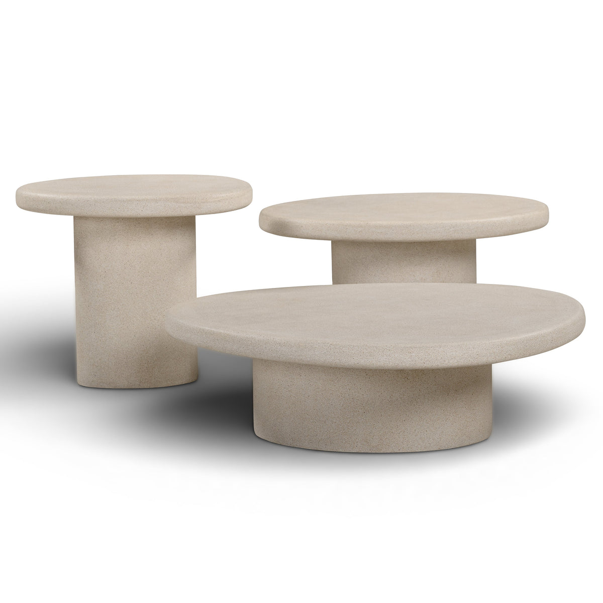 TOV Furniture Jade Cream Concrete Nesting Coffee Table Set in cream concrete, primary view