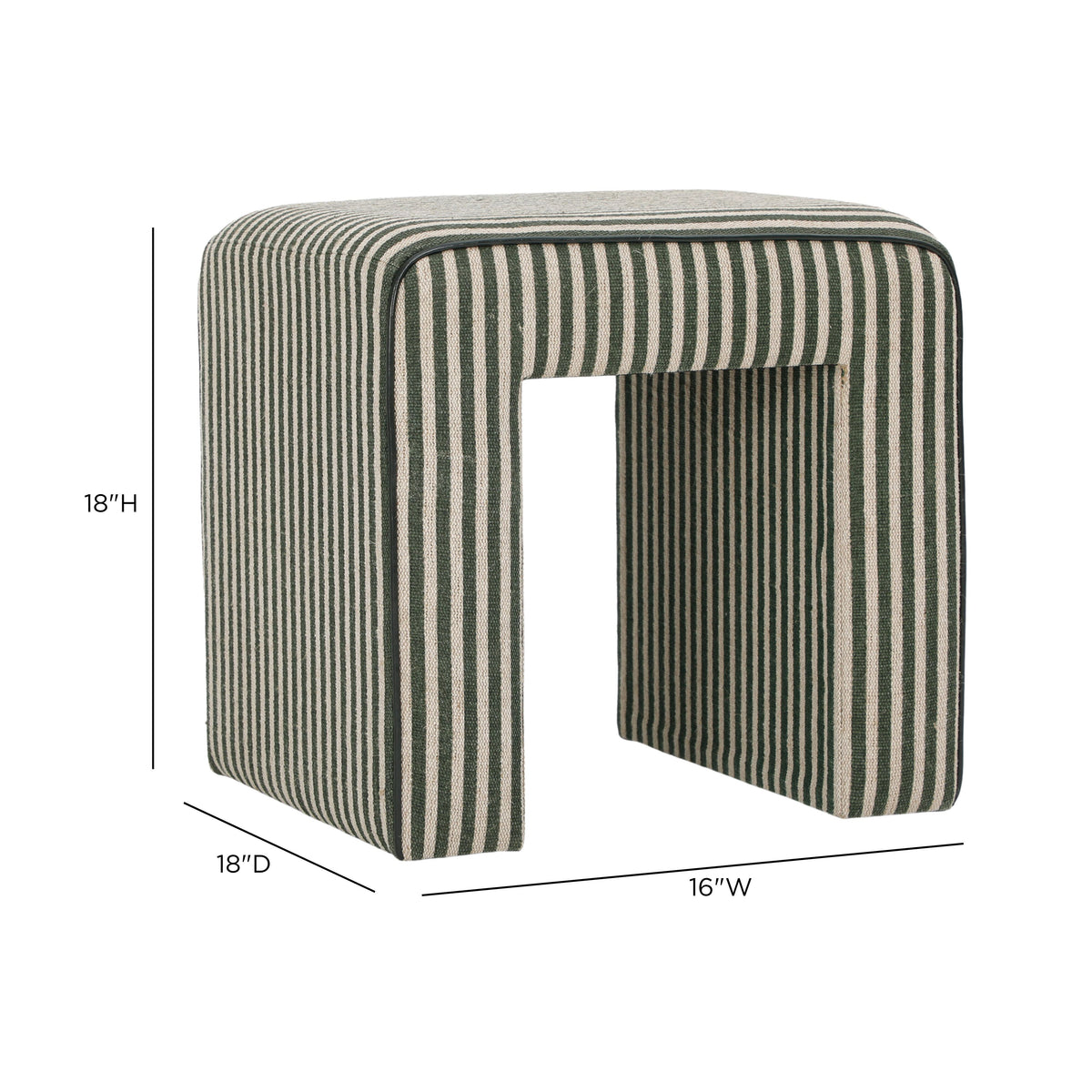 TOV Furniture Byron Green Square Cotton Jute Ottoman