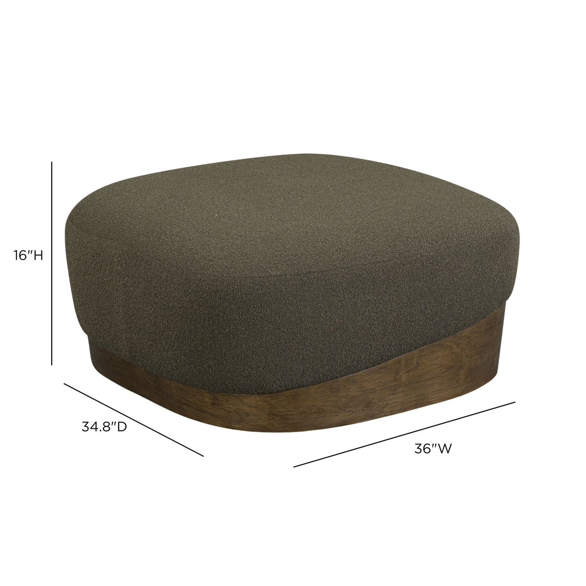 TOV Furniture Domina Kale Green Boucle Ottoman