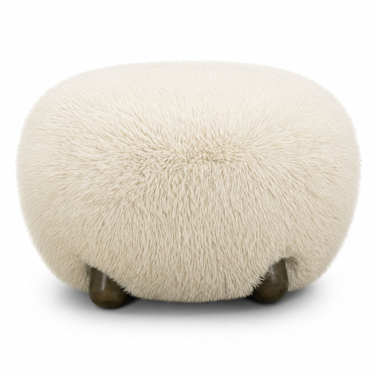 TOV Furniture Pucker Ottoman in natural faux shearling, primary product view