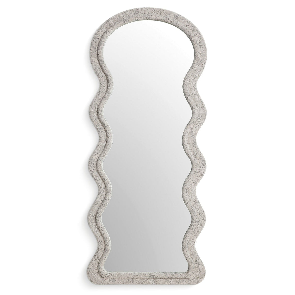 TOV Furniture Rhodes 70" Floor Mirror in neutral floral jacquard, primary product view