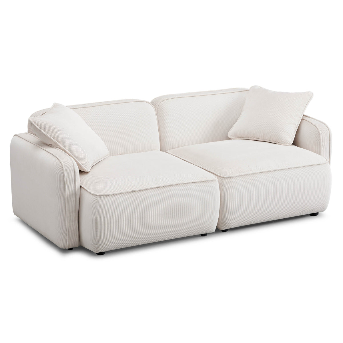 TOV Furniture Travie 78" Modular Loveseat in White Sand Corduroy, primary product view
