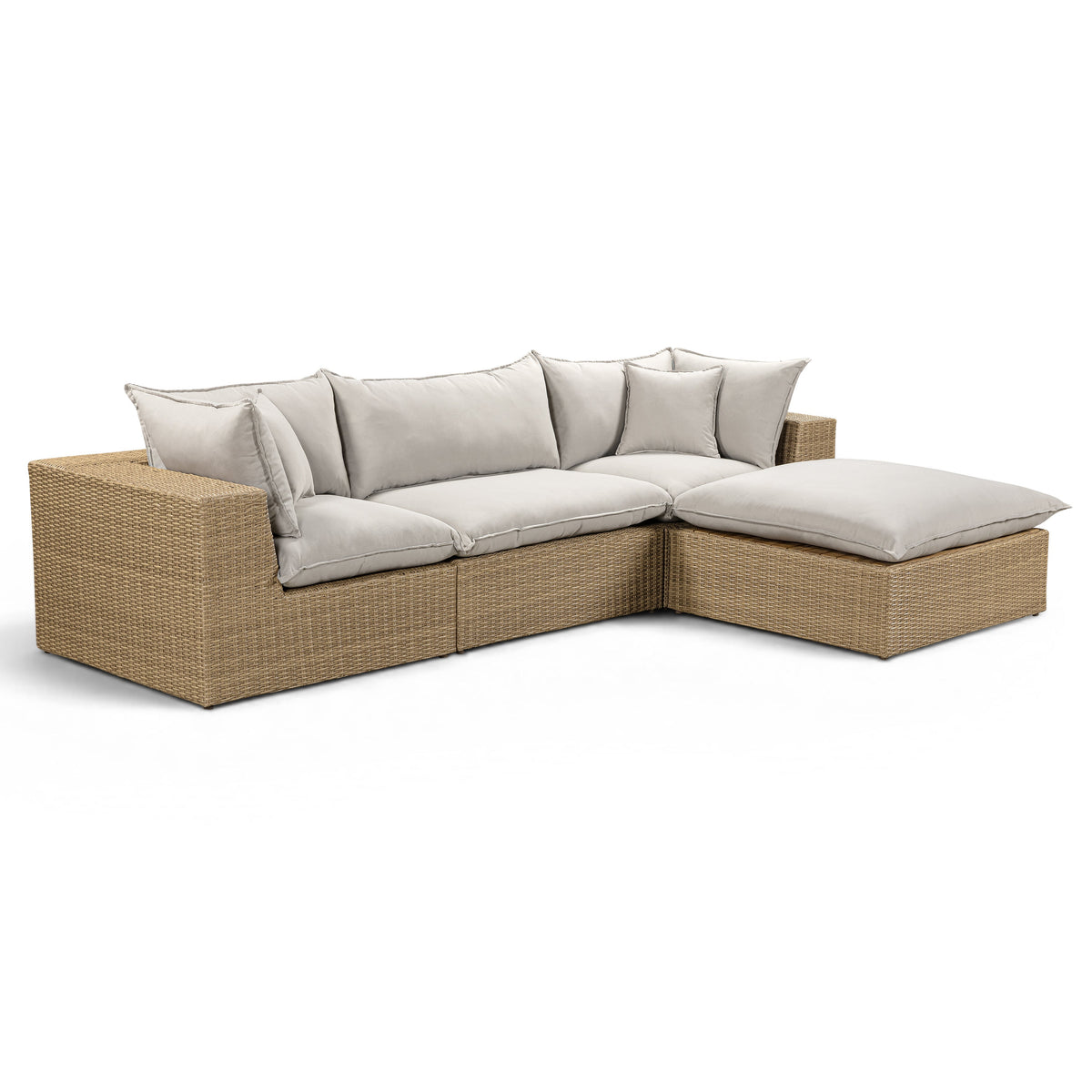 TOV Furniture Cali Gray Performance Wicker 4-Piece Outdoor Sectional Sofa