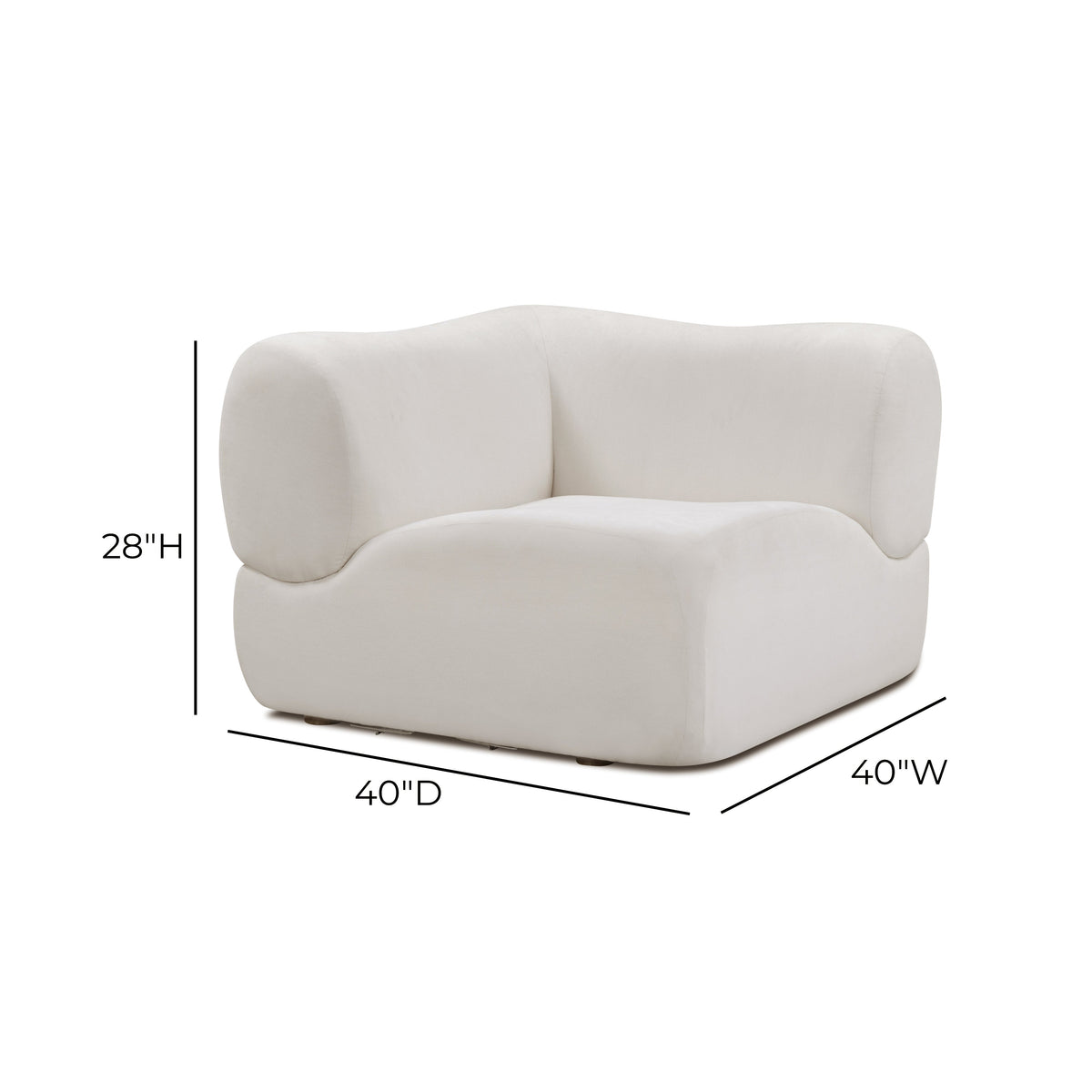 TOV Furniture Zenith Cream Upcycled Corner Wedge