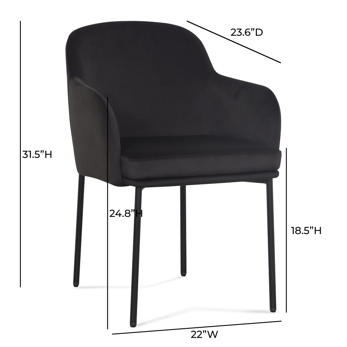 TOV Furniture Sydney Black Performance Velvet Armchair Set of 2