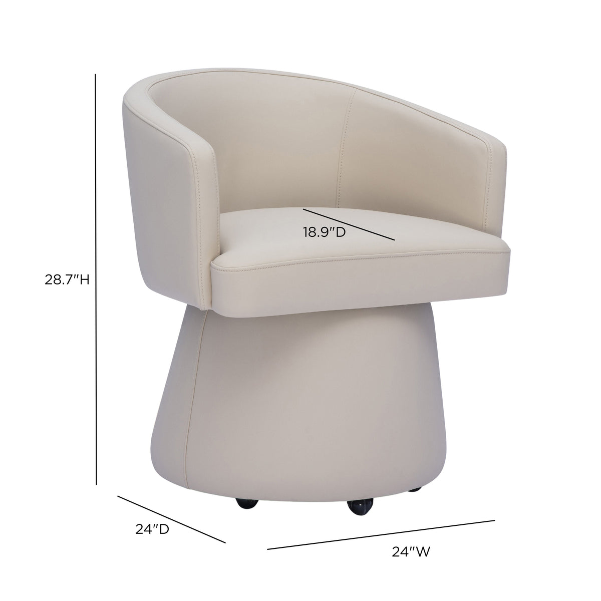 TOV Furniture Kristen Beige Rolling Desk Chair