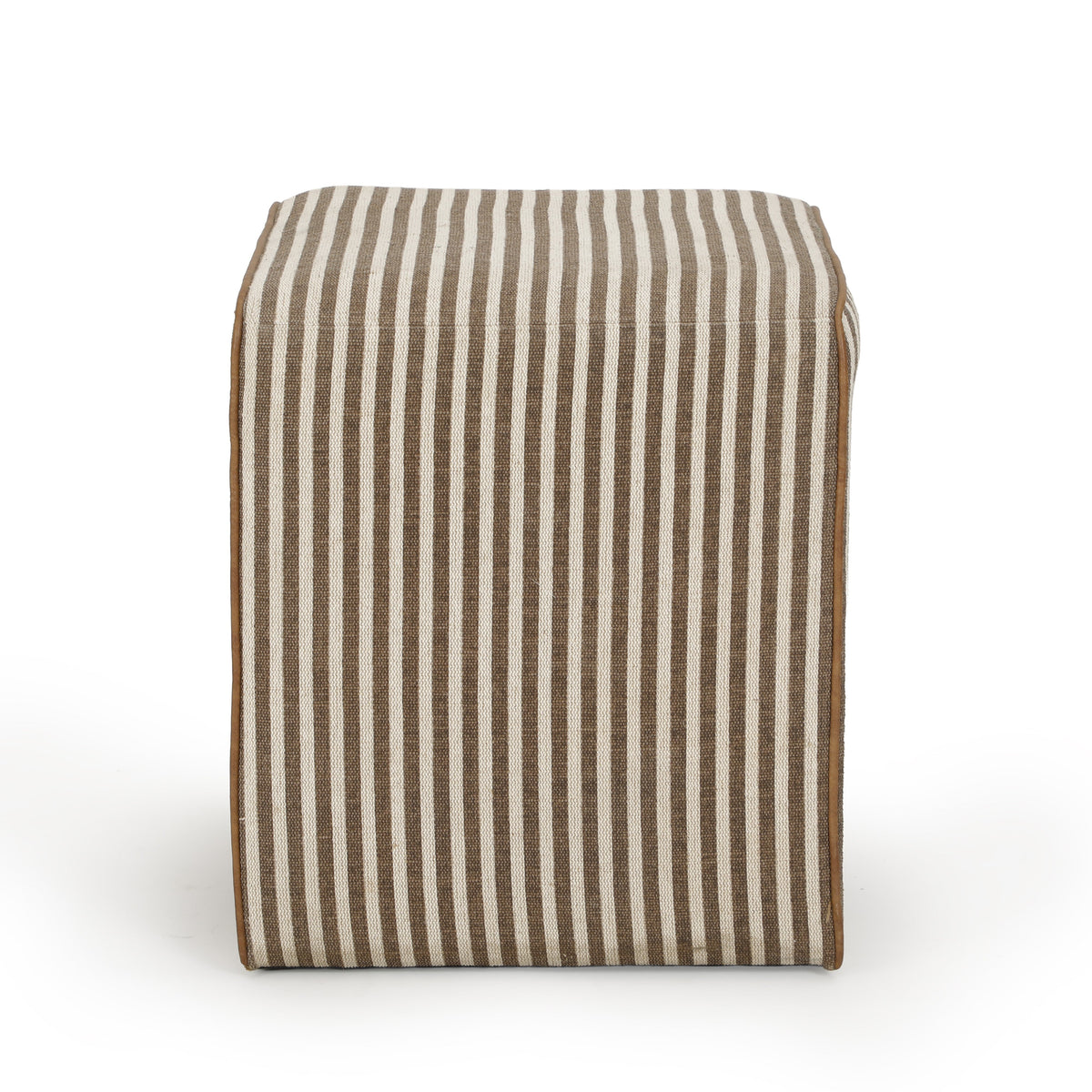 TOV Furniture Byron Brown Square Cotton Jute Ottoman