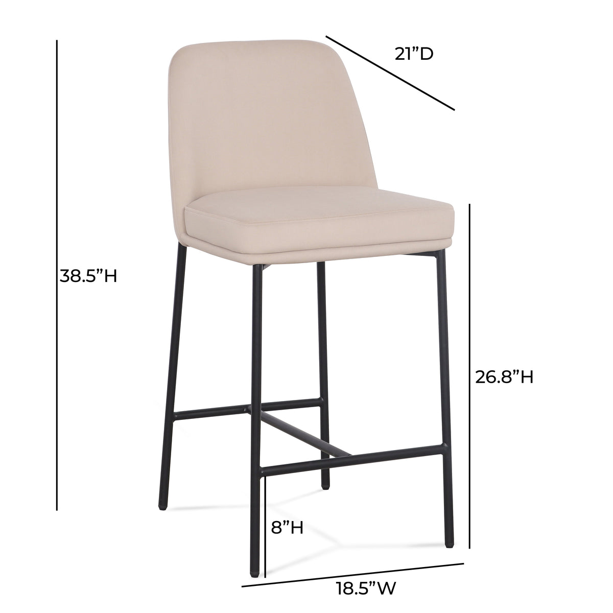 TOV Furniture Sydney Taupe Performance Velvet Counter Stool Set of 2