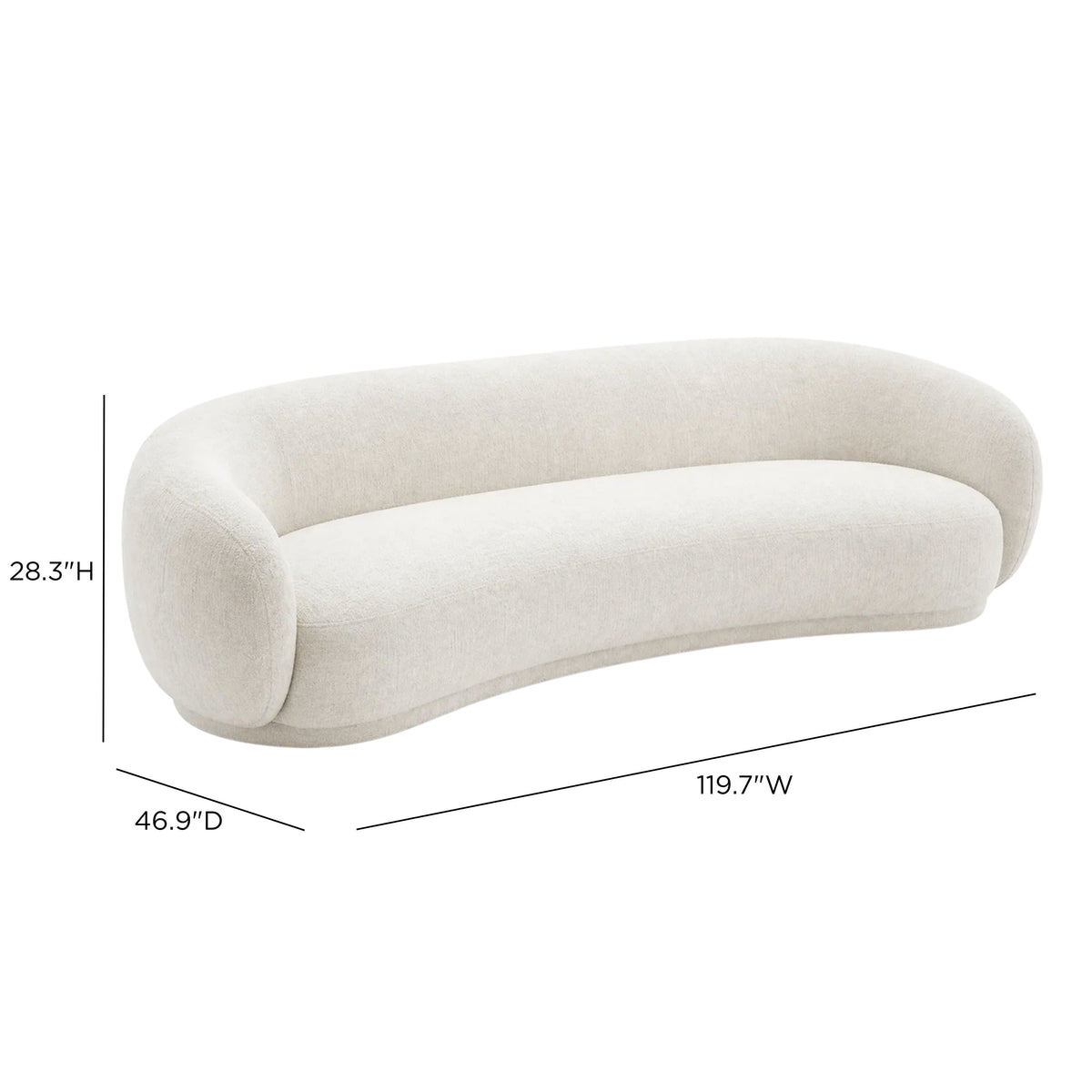 TOV Furniture Kendall Off White 119in Sofa
