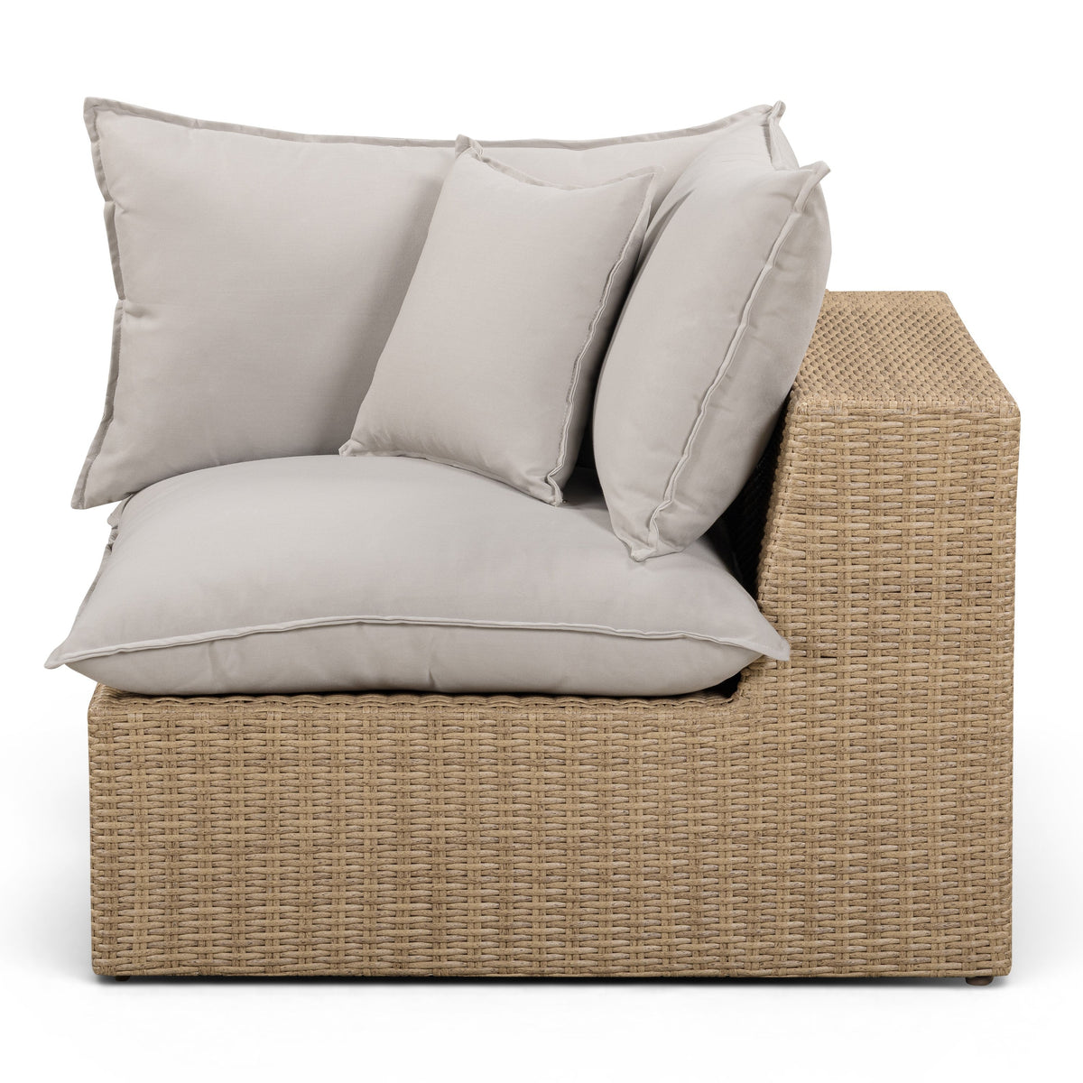 TOV Furniture Cali Gray Performance &amp; Wicker Outdoor Corner Chair