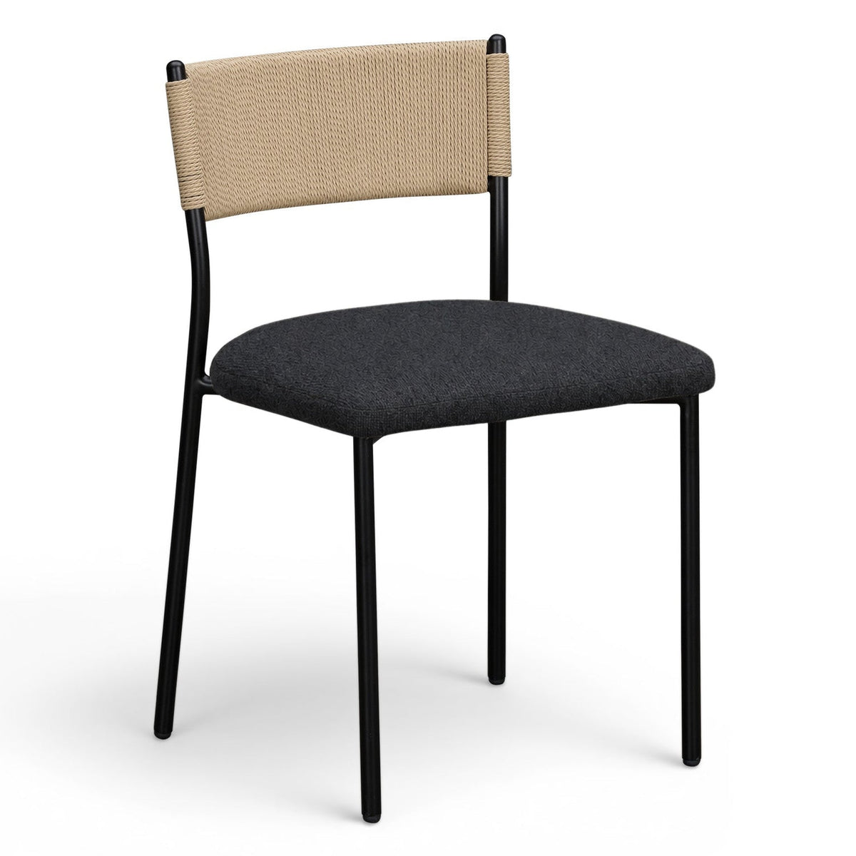 TOV Furniture Celine Black Performance Boucle Dining Chair Set of 2 in black boucle over metal, primary product view