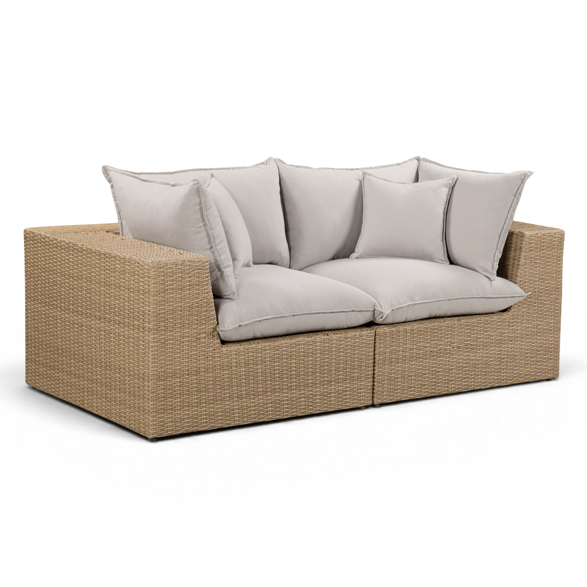 TOV Furniture Cali Gray 80in Performance Wicker Outdoor Loveseat in grey performance wicker, primary product view