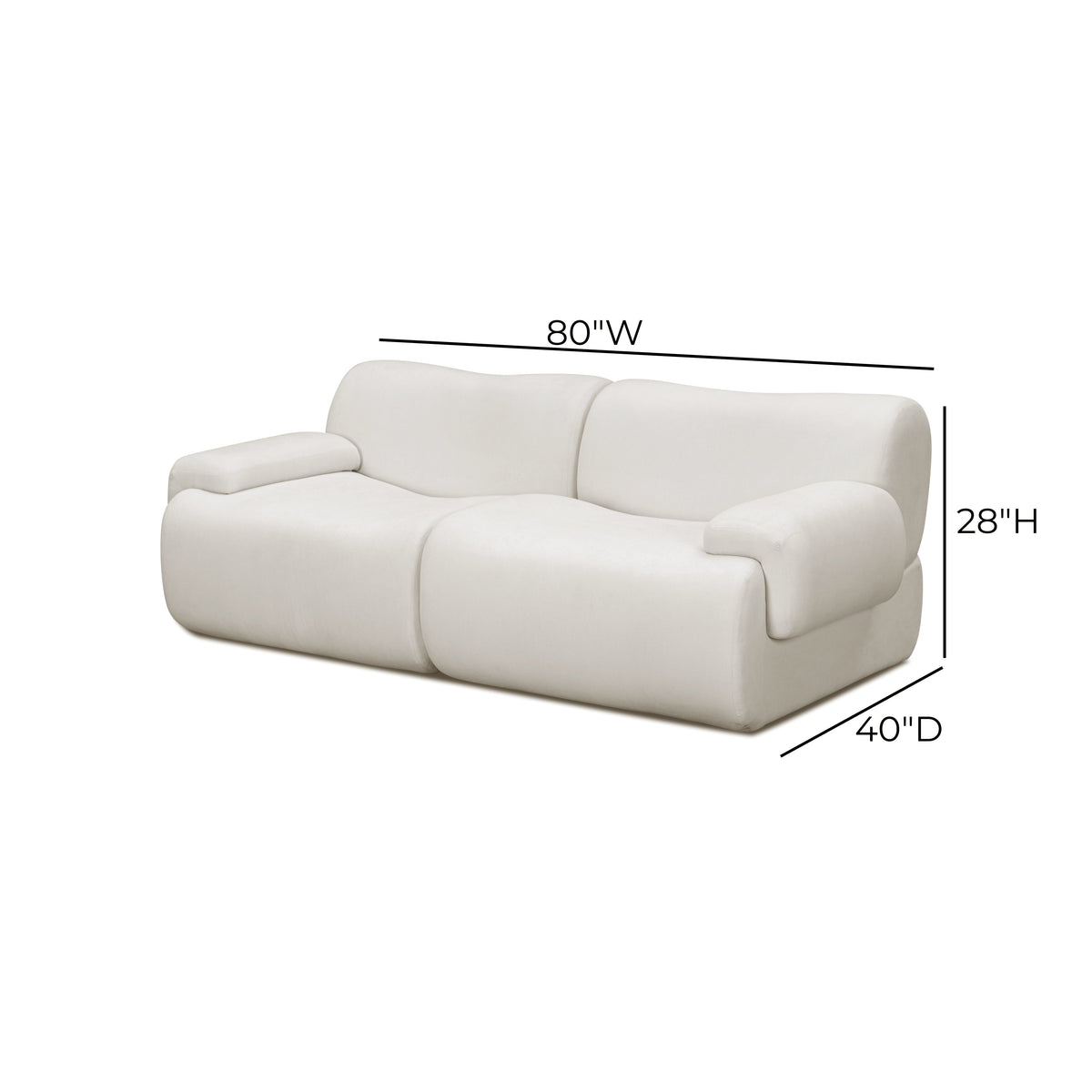 TOV Furniture Zenith Cream Modular Loveseat