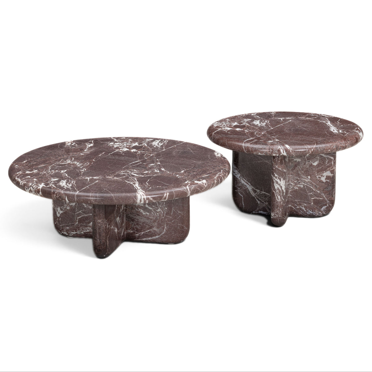 TOV Furniture Juju 2-Piece Faux Marble Indoor/Outdoor Nesting Coffee Table Set in red Levanto marble, primary product view