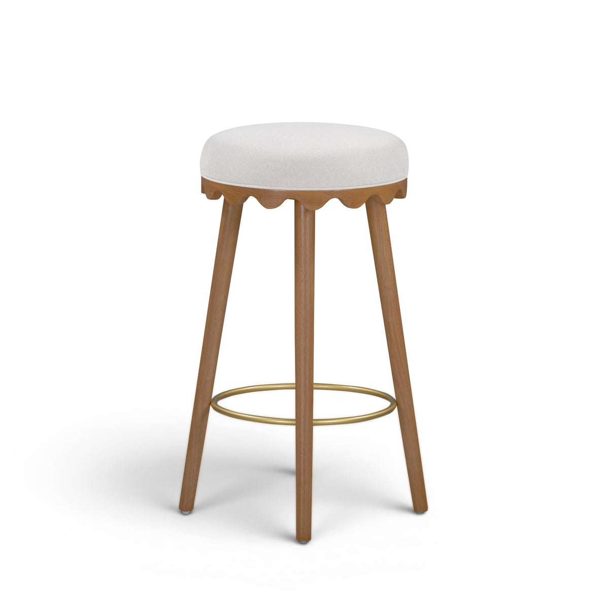 TOV Furniture Oodle Performance Vegan Mohair Bar and Counter Stool in cream faux mohair, primary product view