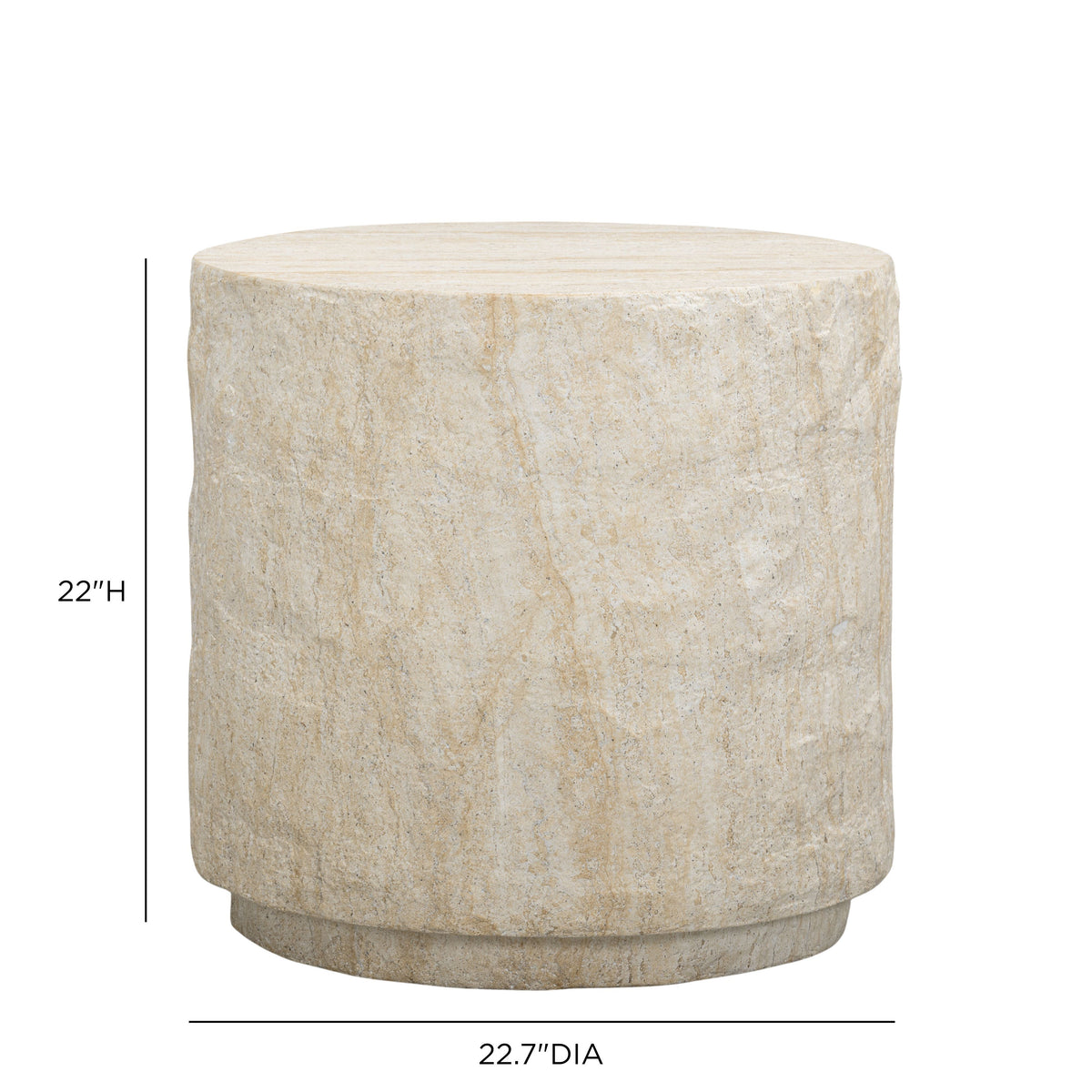 TOV Furniture Roxanne Faux Travertine Concrete Indoor/Outdoor Side Table