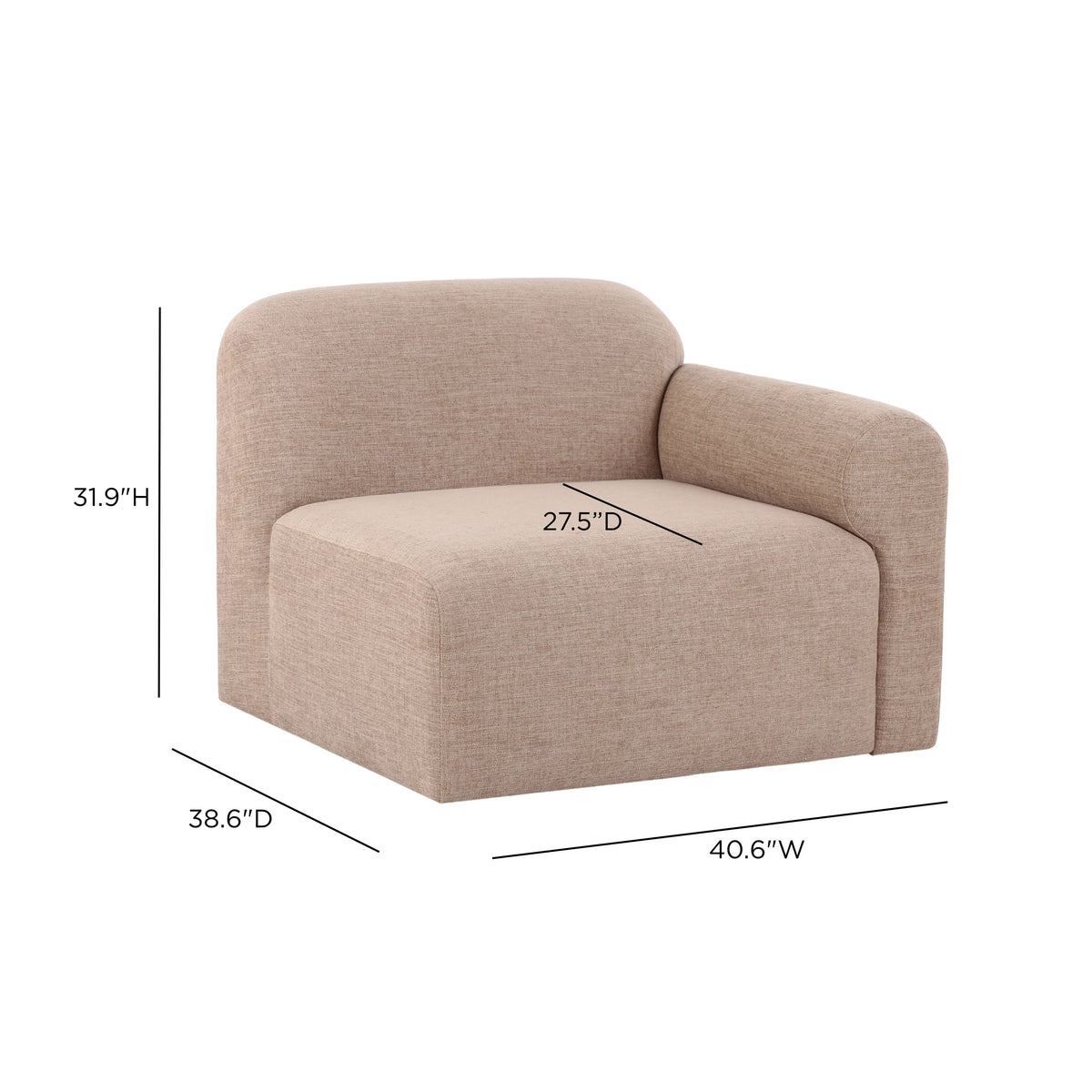 TOV Furniture Gorge Tan Right Modular Corner Chair