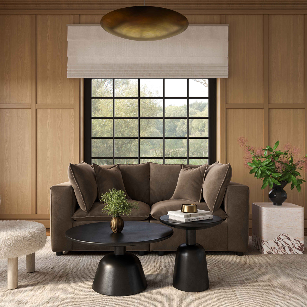TOV Furniture Cali Chocolate Velvet 80in Modular Loveseat