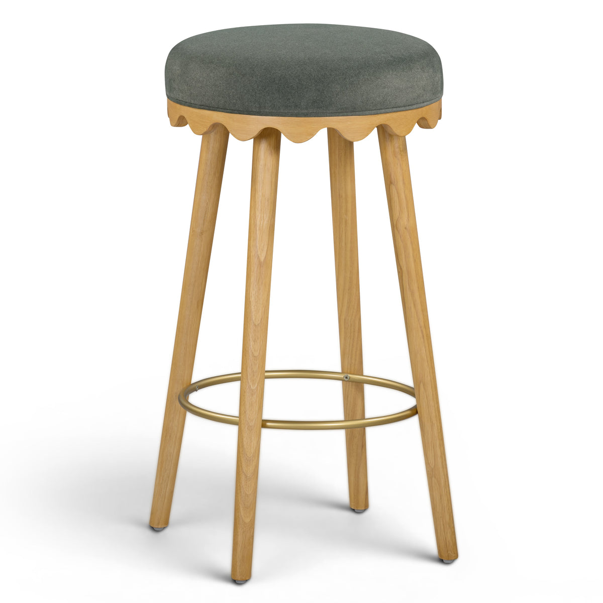 TOV Furniture Oodle Performance Vegan Mohair Bar and Counter Stool in green faux mohair, primary product view