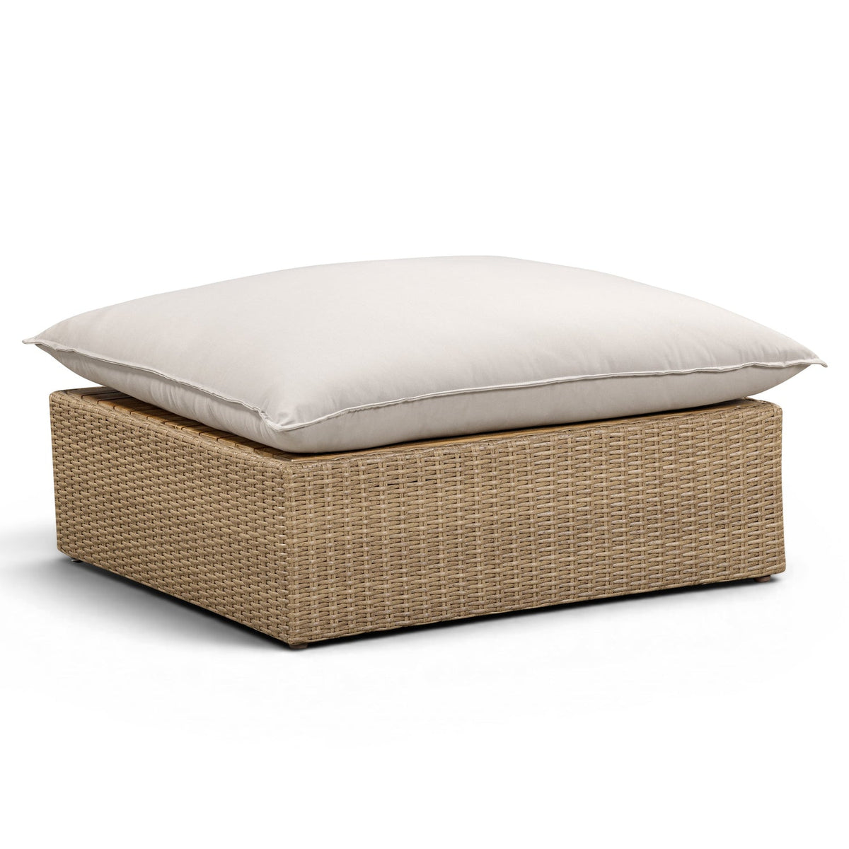 TOV Furniture Cali Gray Performance Wicker Outdoor Ottoman in grey wicker, primary product view