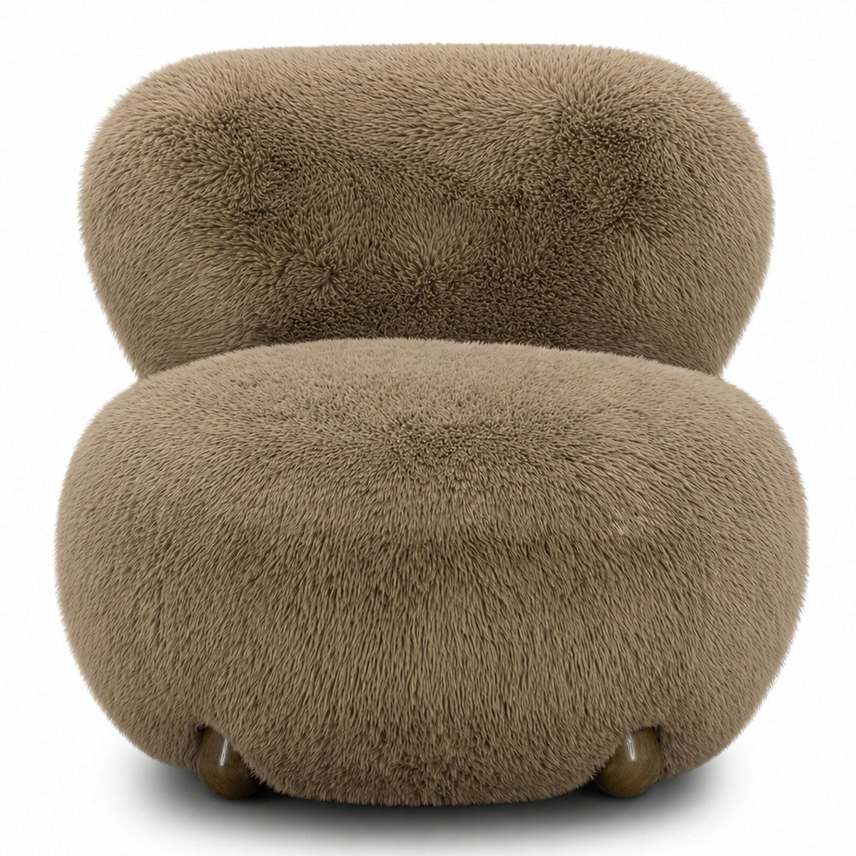TOV Furniture Pucker Accent Chair in taupe faux shearling, primary product view