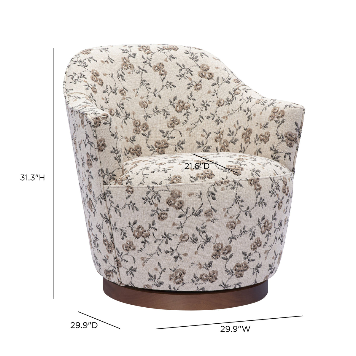 TOV Furniture Skyla Beige Floral Swivel Chair