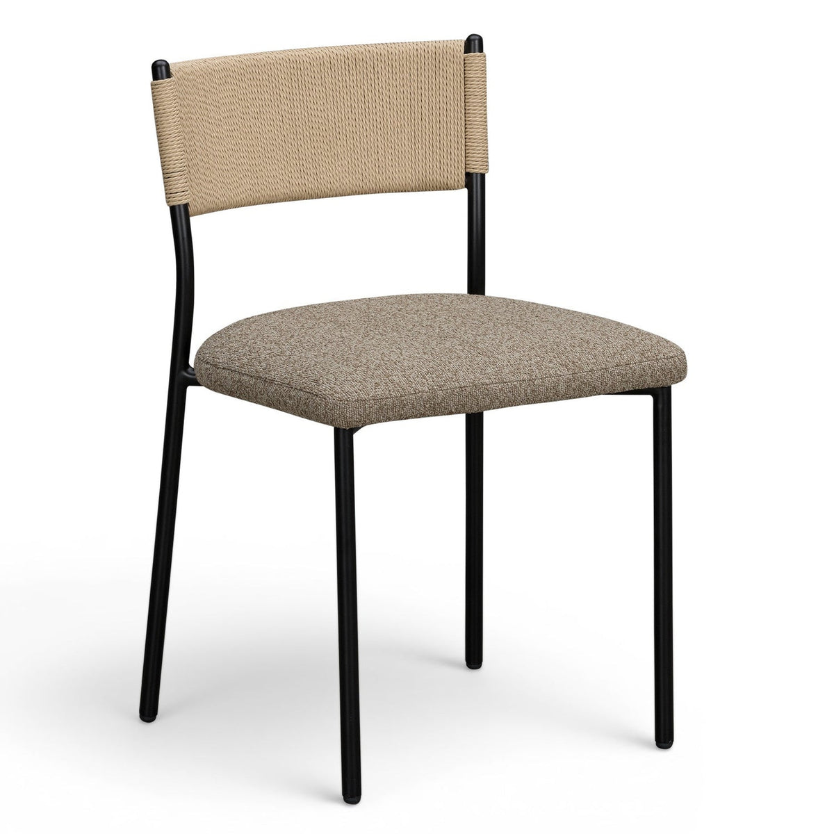 TOV Furniture Celine Brown Performance Boucle Dining Chair Set of 2 in brown boucle over metal, primary product view