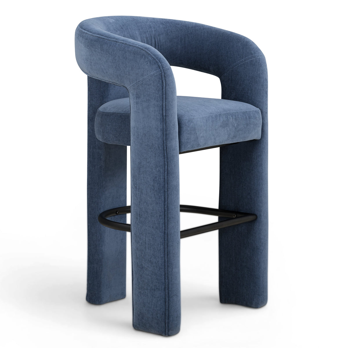 TOV Furniture Malone Blue Denim Performance Chenille Bar Stool