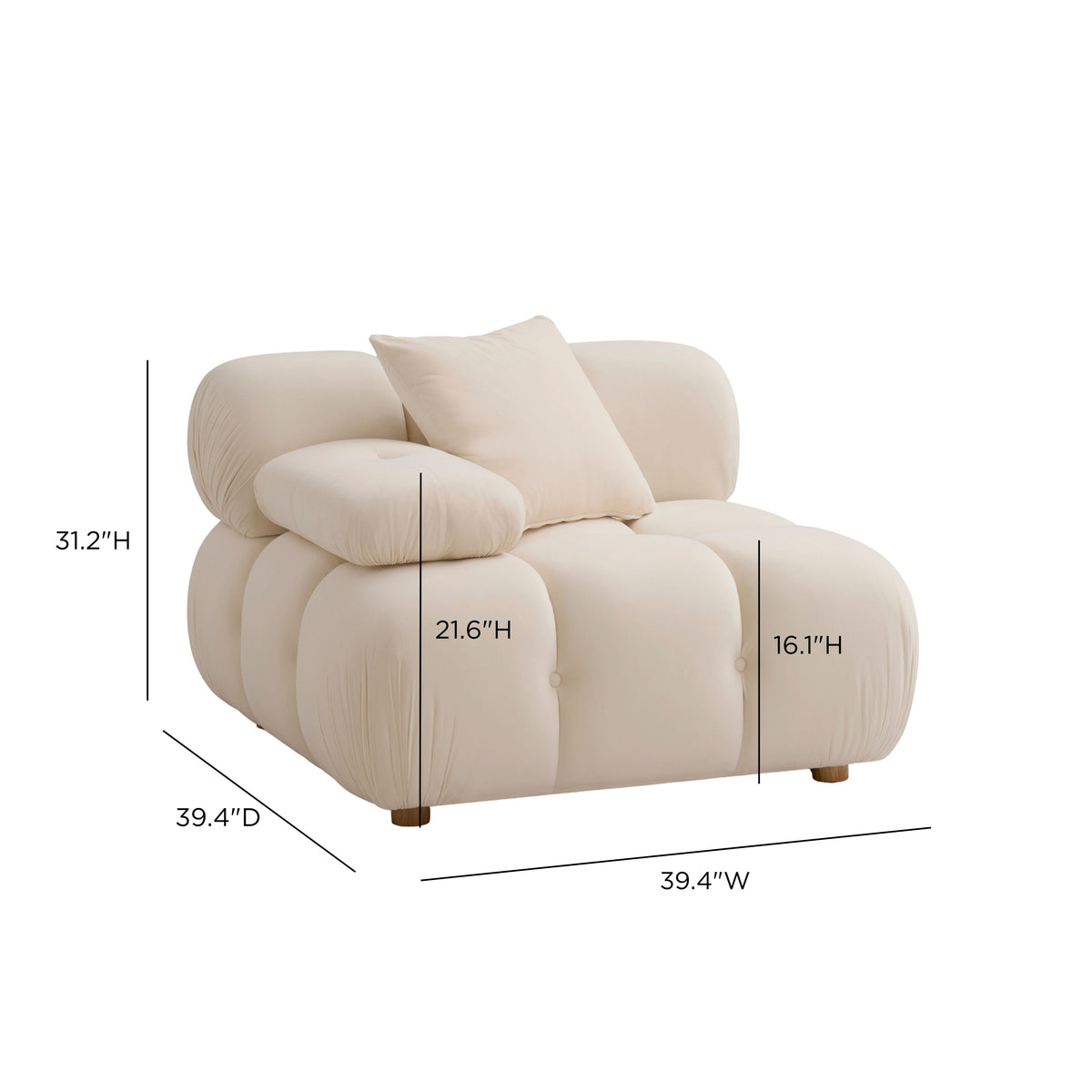 TOV Furniture Calliope Off White Performance Modular Corner Chair