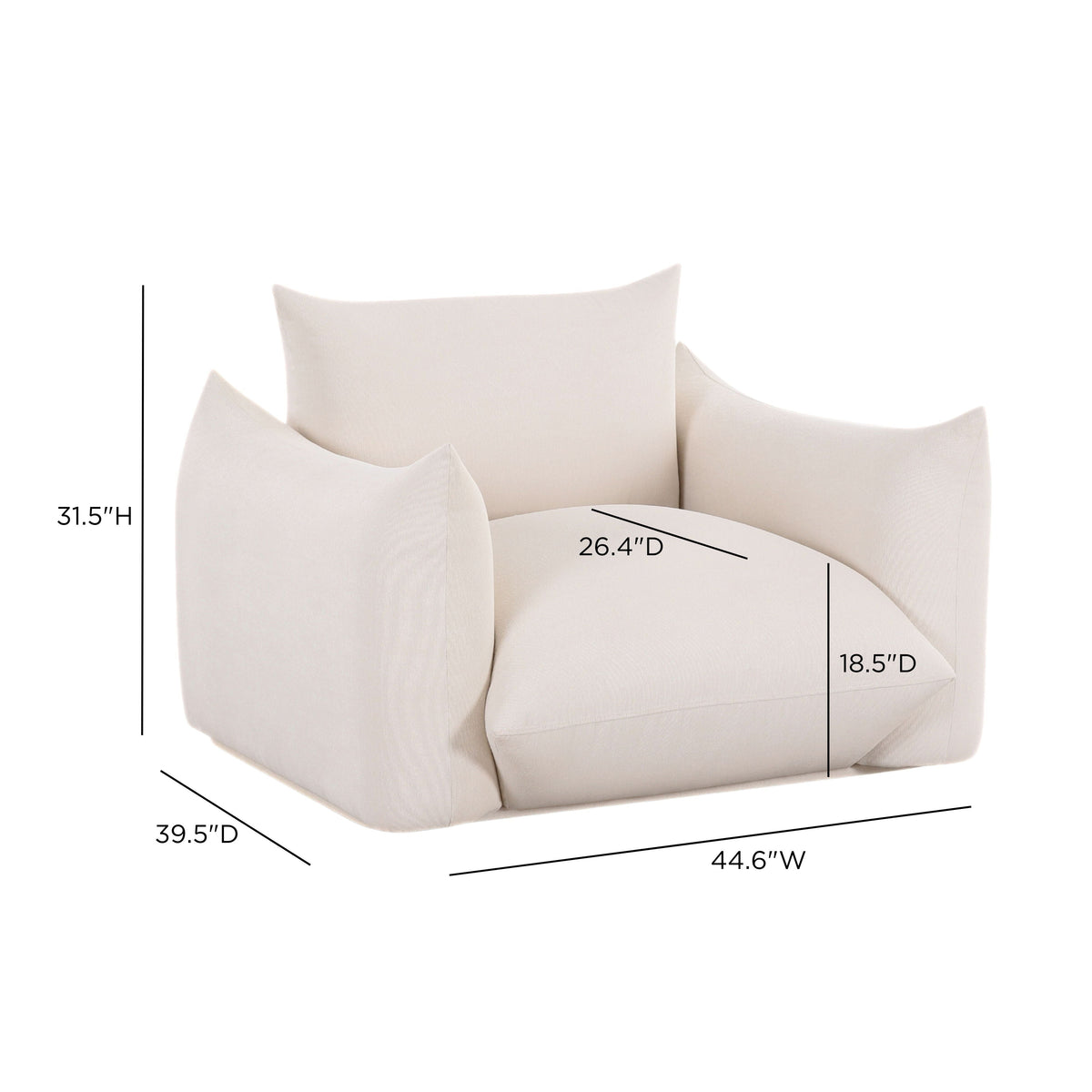 TOV Furniture Saint Tropez Cream Stuffed Indoor/Outdoor Armchair