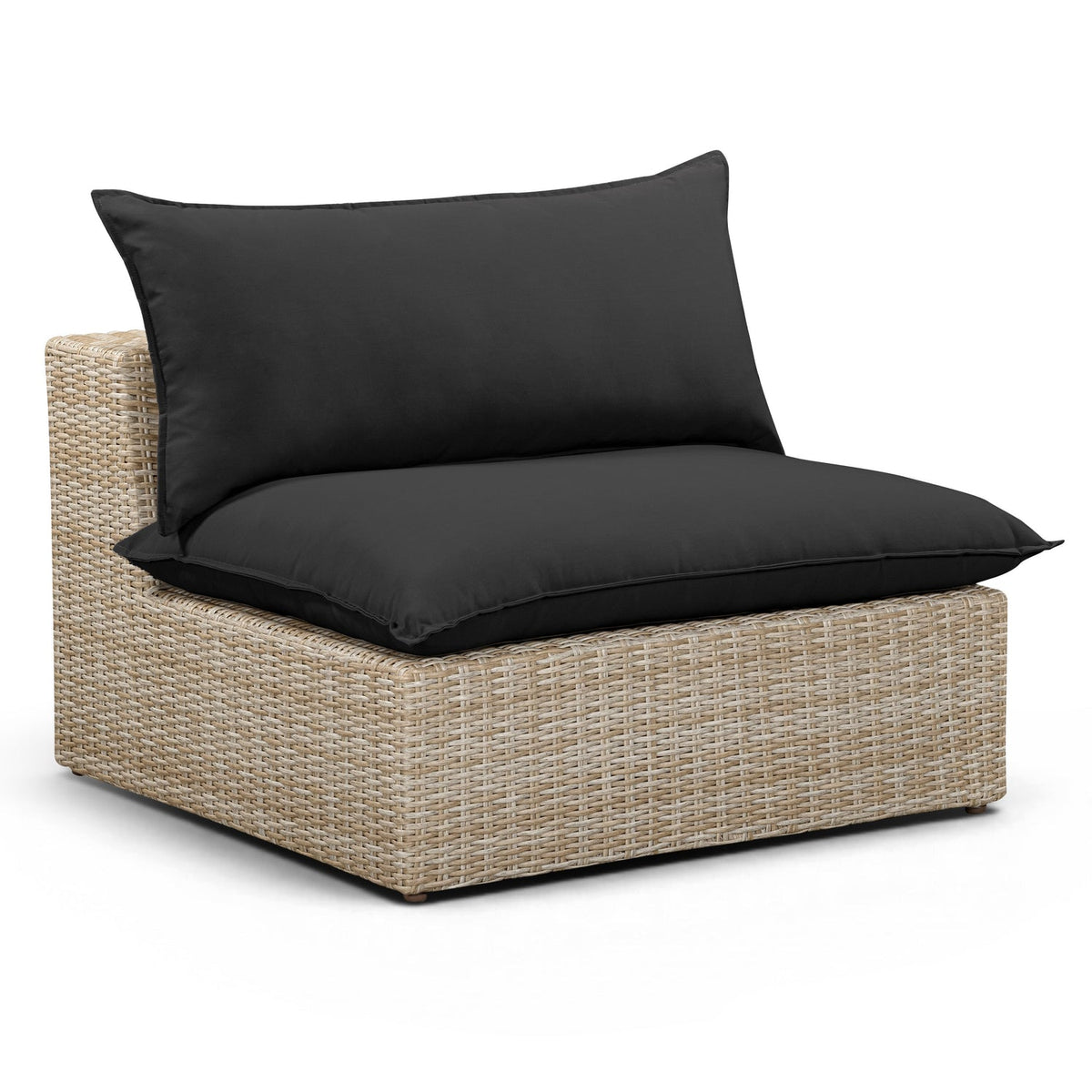TOV Furniture Cali Black Performance Wicker Outdoor Armless Chair in black performance wicker, primary product view
