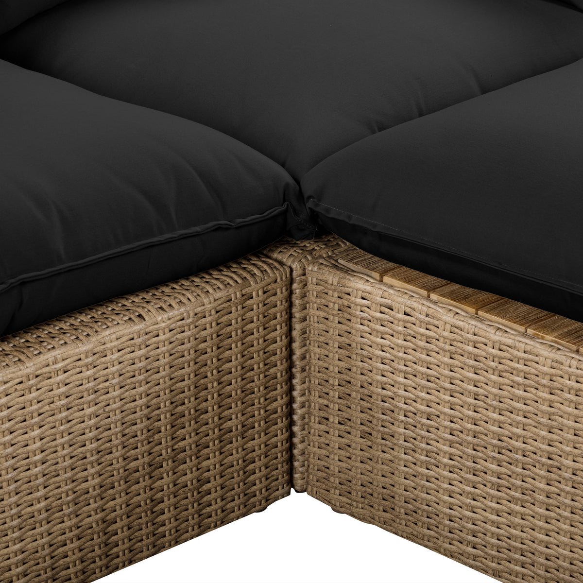 TOV Furniture Cali Black Performance Wicker 4-Piece Outdoor Sectional Sofa