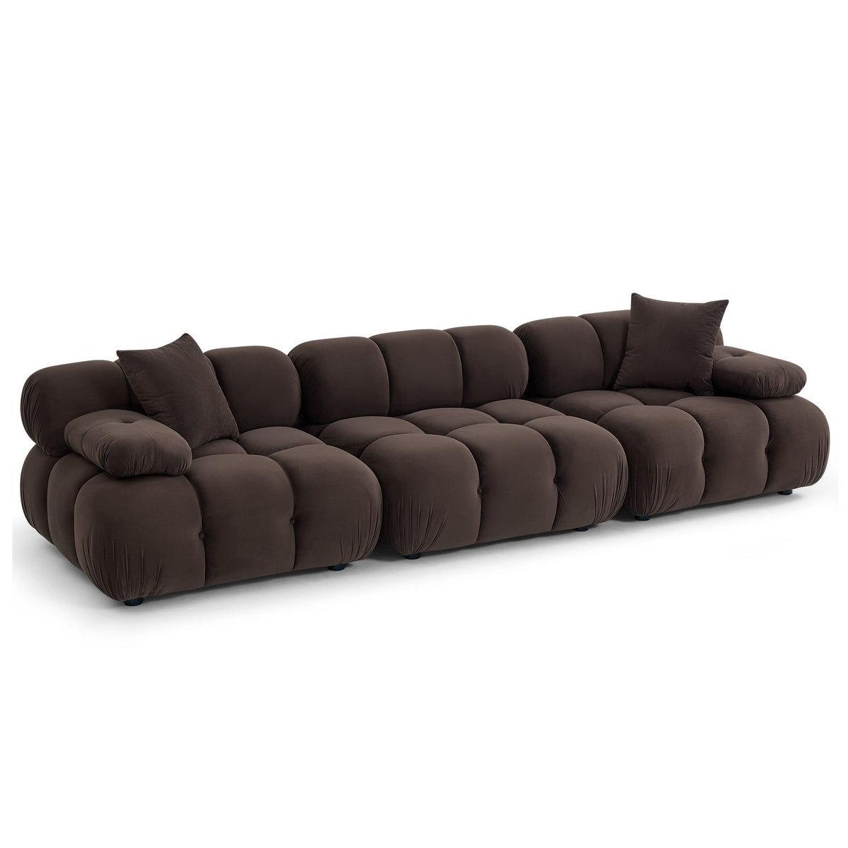 TOV Furniture Calliope Dark Brown 118in Modular Sofa in dark brown velvet, primary product view