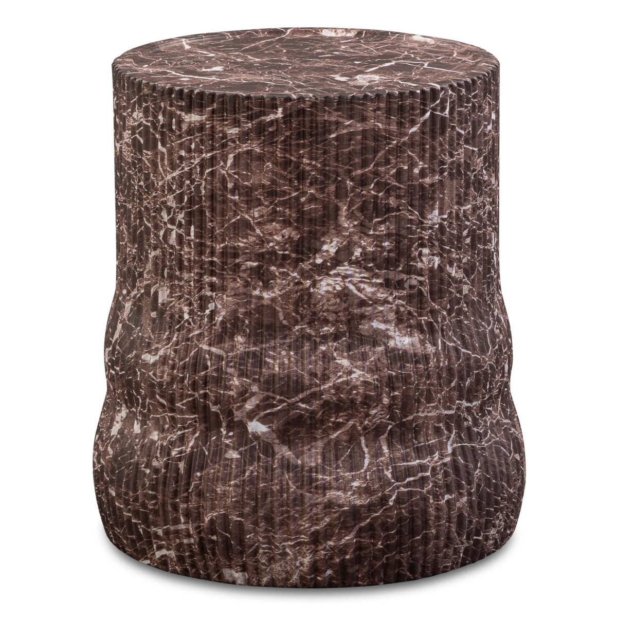 TOV Furniture Cilla Side Table in red Levanto faux marble concrete, primary product view
