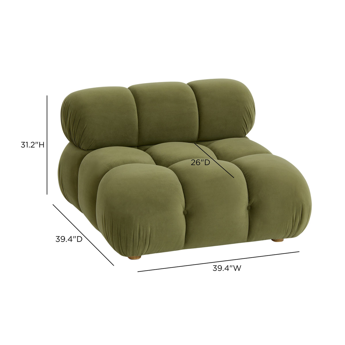TOV Furniture Calliope Olive Green Performance Modular Armless Chair